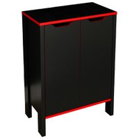 Armario Baixo Multiuso 2 Portas ME4164 Preto Vermelho Tecno Mobili