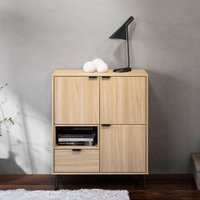 Aparador Cayman 900mm 3 Portas 1 Nicho 1 Gaveta com Pés de Metal Politorno Creme