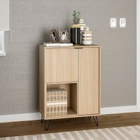 Aparador Cayman 750mm 2 Portas 1 Nicho com Pés de Metal Politorno Creme