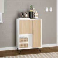 Aparador Cayman 750mm 2 Portas 1 Nicho com Pés de Metal Politorno Branco com Creme