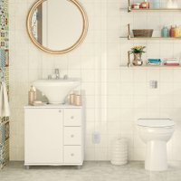 Balcão para Banheiro 1 Porta 3 Gavetas 3 Prateleiras Politorno