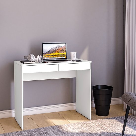 Mesa Tijuca 90cm 2 Gavetas Politorno Branco