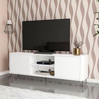 Rack Cartagena 2 Portas com Prateleiras e 2 Nichos Politorno Branco