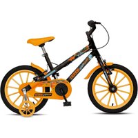 Bicicleta Infantil Spinossauro Colli Aro 16 Com Freios V-Brake Rodas de Apoio - Preto com Laranja