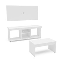 Conjunto Duartina para Sala de Estar Painel Rack e Mesa de Centro Benfácil - Branco