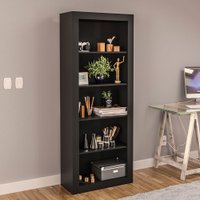 Estante para Livros com Vistas 4 Prateleiras Politorno - Preto
