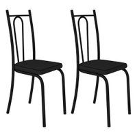 Kit 2 Cadeiras de Cozinha Montana Estampado Platina Pés de Ferro Preto - Pallazio
