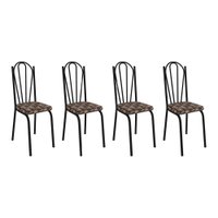 Kit 4 Cadeiras de Cozinha Alabama Estampado Mosaico Palha Pés de Ferro Preto  - Pallazio