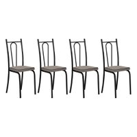 Kit 4 Cadeiras de Cozinha Montana Estampado Platina Pés de Ferro Preto - Pallazio