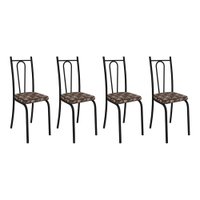 Kit 4 Cadeiras de Cozinha Montana Estampado Mosaico Palha Pés de Ferro Preto  - Pallazio