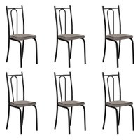 Kit 6 Cadeiras de Cozinha Montana Estampado Platina Pés de Ferro Preto - Pallazio
