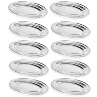 Kit 10 Travessas de Inox 25cm Oval para Servir Petiscos Saladas Porções Buffet Restaurante