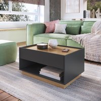 Mesa de Centro Bari Grafite Oak com Gaveta Completa Móveis