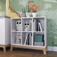 Estante Infantil Montessoriana com 6 Nichos Branca e Itapuã
