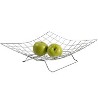 Fruteira de Mesa Cromada com Pedestal Cesto para Frutas Aramado Quadriculada Utimil
