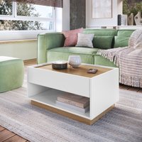 Mesa de Centro Bari Branca Oak com Gaveta Completa Móveis