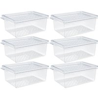 Kit 6 Organizadores de Geladeira com Tampa 660ml Cozinha Restaurante Multiuso Transparente UZ