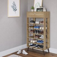Sapateira Retrô Oak com 01 Gaveta e 05 Prateleiras