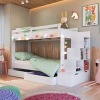 Beliche Infantil com Escada, Nicho e Gavetas Branca