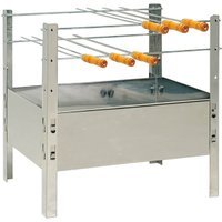 Churrasqueira Portátil de Chão 50x38x50cm  Desmontável com 4 Espetos Aço Galvanizado Carvão