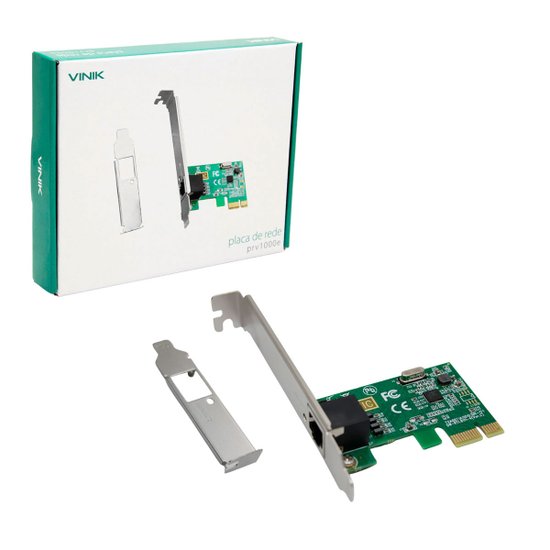 Placa de Rede 10/100/1000 Vinik,  PCI-Express x1, C/ Suporte Low Profile - PRV1000E 26261