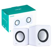 Caixa de Som 2.0 Vinik, USB 5V, 2x 1W, Controlador de Volume, Branca - VS-01B