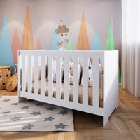 Berço 3 x 1 e Colchão Branco Linha Aconchego Completa Móveis