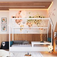 Cama Infantil Montessoriana Branco com Azul