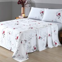 Jogo de Cama Queen 4 Peças Lençol com Elástico 100 Algodão Percal 180 Fios 158x198x35cm - Dohler Cor: LUCY