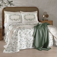 Jogo de Cama Queen 4 Peças Lençol com Elástico 100 Algodão Percal 180 Fios 158x198x35cm - Dohler Cor: LUCY
