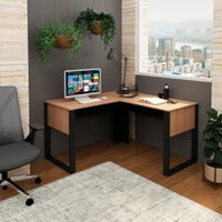 Mesa De Canto Para Escritorio ME4181 Amendoa Preto Tecno Mobili