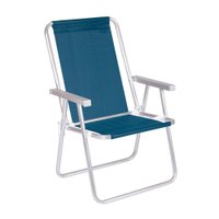 Cadeira De Praia Alta Alumínio Conforto 120 Kg Mor Cor:azul Azul