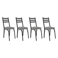 Kit 4 Cadeiras de Cozinha Luisiana Estampado Platina Pés de Ferro Preto - Pallazio