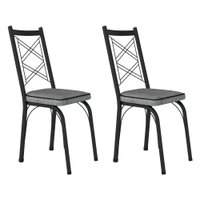 Kit 2 Cadeiras de Cozinha Delaware Estampado Andorinha Pés de Ferro Preto - Pallazio