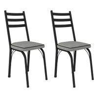 Kit 2 Cadeiras de Cozinha Luisiana Estampado Platina Pés de Ferro Preto - Pallazio