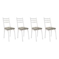 Kit 4 Cadeiras de Cozinha Luisiana Estampado Cedro Pés de Ferro Branco - Pallazio
