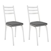 Kit 2 Cadeiras de Cozinha Luisiana Estampado Andorinha Pés de Ferro Branco - Pallazio