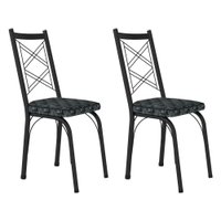 Kit 2 Cadeiras de Cozinha Delaware Estampado Mosaico Silver Pés de Ferro Preto - Pallazio