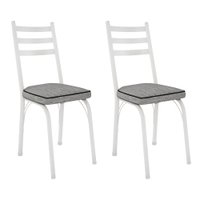 Kit 2 Cadeiras de Cozinha Luisiana Estampado Grafiato Pés de Ferro Branco - Pallazio