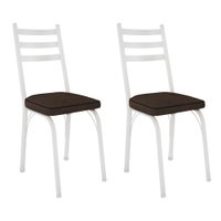 Kit 2 Cadeiras de Cozinha Luisiana Estampado Imbuia Pés de Ferro Branco - Pallazio