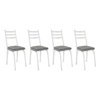 Kit 4 Cadeiras de Cozinha Luisiana Estampado Platina Pés de Ferro Branco - Pallazio