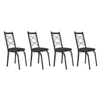 Kit 4 Cadeiras de Cozinha Delaware Estampado Mosaico Silver Pés de Ferro Preto - Pallazio