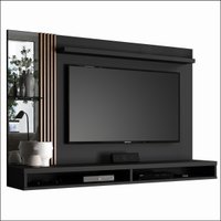 Painel home paris para TV até 55 Polegadas Ripado com Espelho - Preto/Naturale