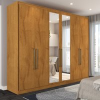 Guarda-Roupa Casal Guarujá 6 Portas 6 Gavetas com Espelho 100% Mdf Peroba - Panorama Móveis