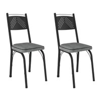 Kit 2 Cadeiras de Cozinha Virginia Estampado Andorinha Pés de Ferro Preto - Pallazio