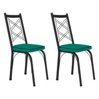 Kit 6 Cadeiras de Cozinha Delaware Corino Azul Turquesa Pés de Ferro Preto - Pallazio