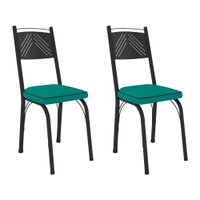 Kit 2 Cadeiras de Cozinha Virginia Corino Azul Turquesa Pés de Ferro Preto - Pallazio