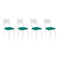 Kit 4 Cadeiras de Cozinha Virginia Corino Azul Turquesa Pés de Ferro Branco - Pallazio