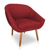Poltrona Bianca Suede Vermelho Pés Palito Castanho - Pallazio