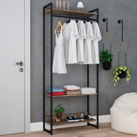 Closet Arara 3 Prateleiras Carvalho Dark/Preto 19227 - Compace